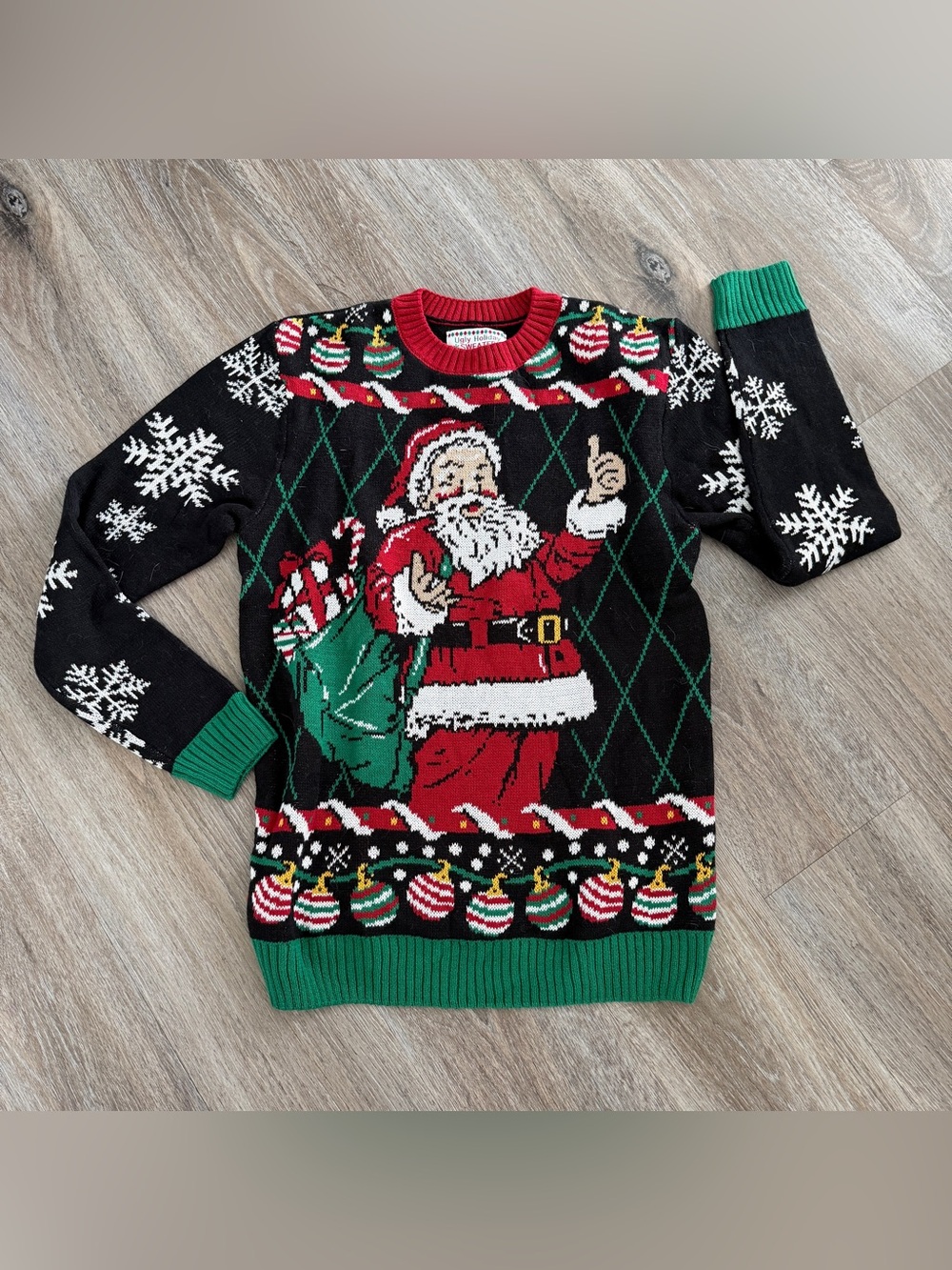 Unisex Black & Red Santa Holiday Sweater